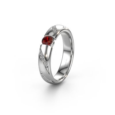 Wedding ring WH2102L34A 585 white gold garnet ±0.20x0.07 in