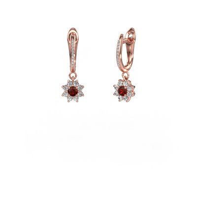 Pendants d'oreilles Camille 2 585 or rose grenat 3 mm