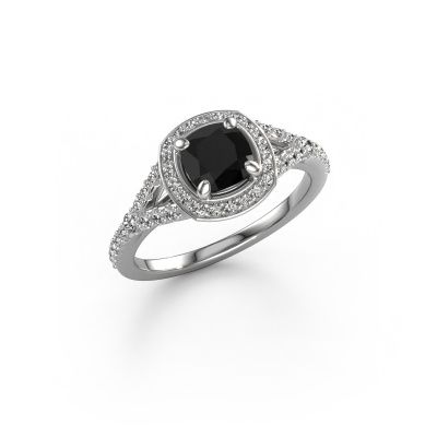 Engagement ring Pamela CUS 950 platinum black diamond 1.512 crt