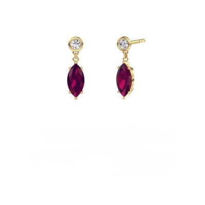Pendants d'oreilles Lacey MRQ 585 or jaune rhodolite 10x5 mm