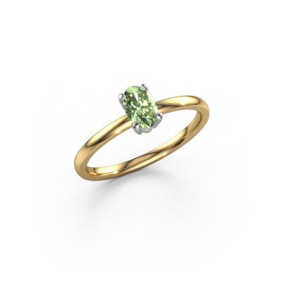 Engagement ring Lynelle 1 585 gold green lab grown diamond 6x4 mm
