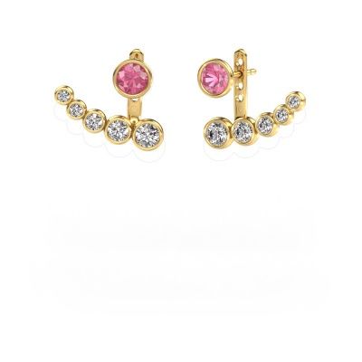 Boucles d'oreilles Wendy 585 or jaune saphir rose 5 mm