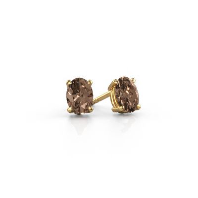 Clous d'oreilles Sam OVL 585 or jaune diamant brun 0.70 crt