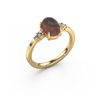 Ring Jelke 585 gold smokey quartz 8x6 mm