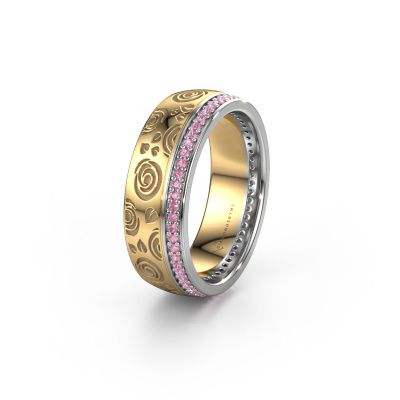 Wedding ring WH2066L27D 585 gold pink sapphire 1 mm ±0.28x0.09in