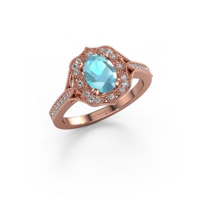 Engagement ring Loni 585 rose gold blue topaz 7,5x5,5 mm