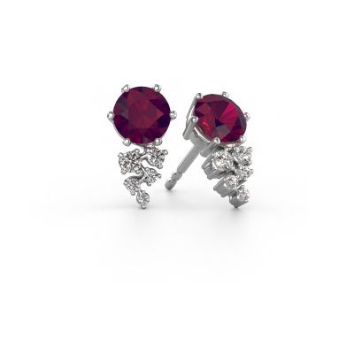 Boucles d'oreilles Royce 585 or blanc rhodolite 6 mm