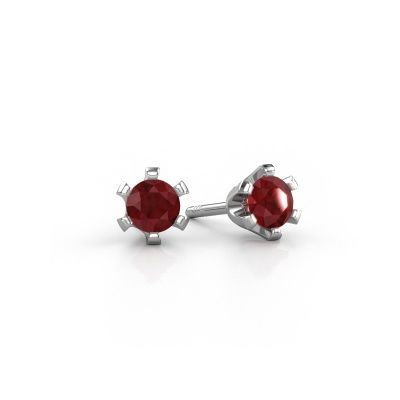 Clous d'oreilles Shana 585 or blanc rubis 4 mm