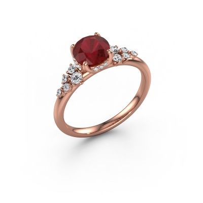 Engagement ring Emma RND 585 rose gold ruby 6.5 mm