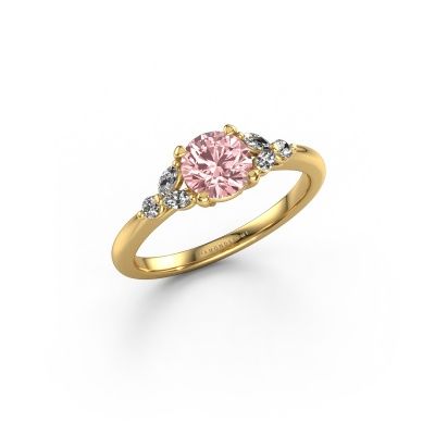 Engagement ring Megan RND 585 gold pink lab grown diamond 5.7 mm