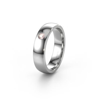 Wedding ring WH0101L25BP 585 white gold morganite champagne ±0.20x0.08 in