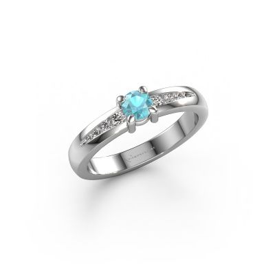 Engagement ring Zohra 950 platinum blue topaz 4 mm