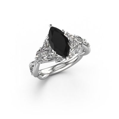 Engagement ring Samantha MRQ 585 white gold black diamond 1.90 crt