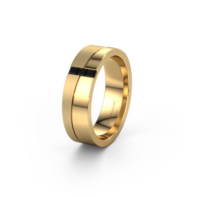 Wedding ring WH0906L16A 585 gold black diamond ±0.24x0.07 in