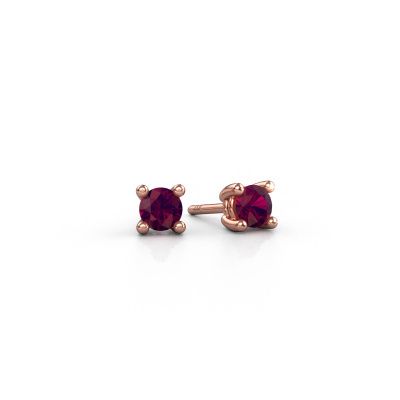 Stud earrings Sam RND 585 rose gold rhodolite 4.2 mm