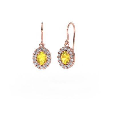 Drop earrings Jorinda 1 585 rose gold yellow sapphire 7x5 mm
