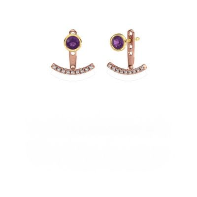 Boucles d'oreilles Rosetta 585 or rose améthyste 4 mm