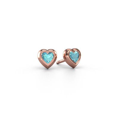 Clous d'oreilles Charlotte 585 or rose topaze bleue 4 mm