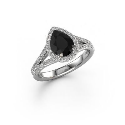Engagement ring Verla pear 2 950 platinum black diamond 1.637 crt