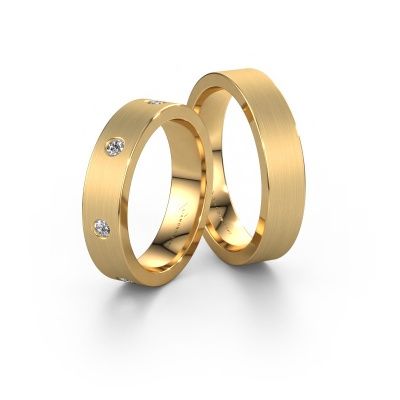 Alliances set WH0105LM15BM ±5x2 mm 14 Carat or blanc diamant 0.21 crt