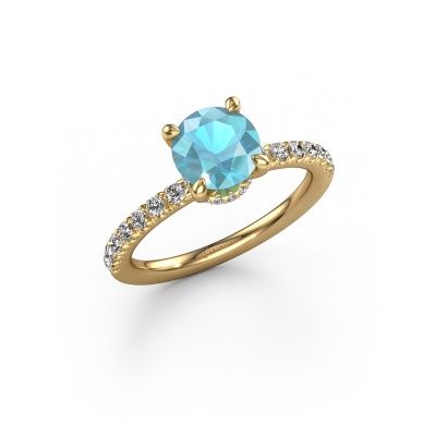 Bague de fiançailles Crystal rnd 4 585 or jaune topaze bleue 7 mm