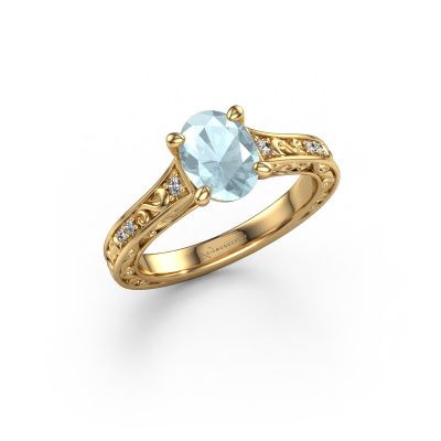 Engagement ring Mallory ovl 585 gold aquamarine 8x6 mm