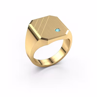 Signet ring Patrick 5 585 gold blue topaz 2.5 mm