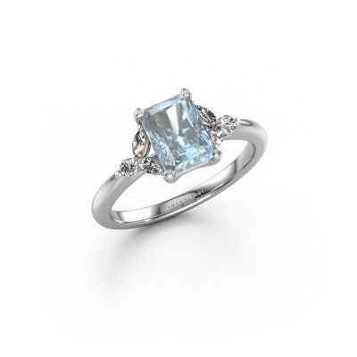 Engagement ring Megan RAD 950 platinum blue lab grown diamond 7.5x5.5 mm