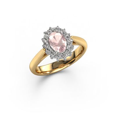 Engagement ring Margien 1 585 gold morganite champagne 7x5 mm