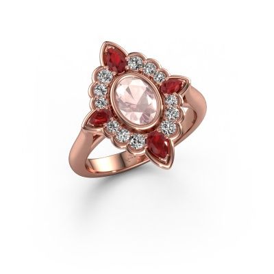 Engagement ring Door 585 rose gold morganite champagne 7x5 mm