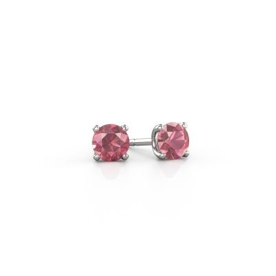 Stud earrings Sam RND 585 white gold tourmaline pink 5 mm