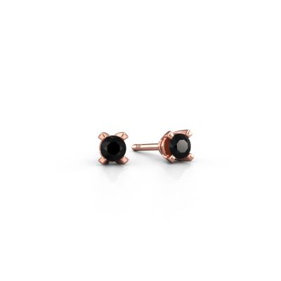 Clous d'oreilles Isa 585 or rose diamant noir 0.60 crt