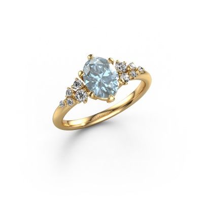 Engagement ring Royce OVL 585 gold blue lab grown diamond 8x6 mm