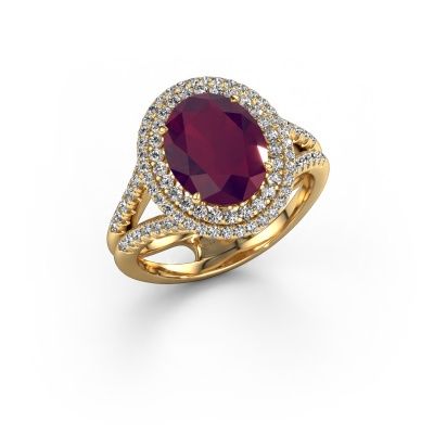 Engagement ring Elvie 585 gold rhodolite 10x8 mm