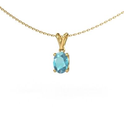 Anhänger Sam OVL 585 Gold Blau Topas 8x6 mm