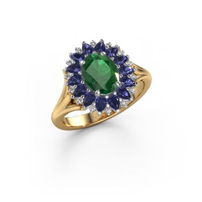 Engagement ring Lidia 585 gold emerald 8x6 mm