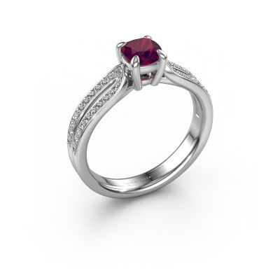 Bague de fiançailles Antonia cus 2 585 or blanc rhodolite 5 mm