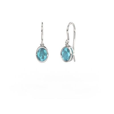 Earrings Lavon OVL 585 white gold blue topaz 7x5 mm