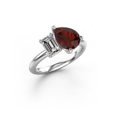 Engagement ring Toi et Moi PER-EME 950 platinum garnet 9x7 mm