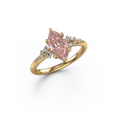 Engagement ring Royce MRQ 585 gold pink lab grown diamond 11x5.5 mm