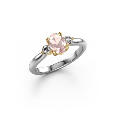 Engagement ring Lieselot OVL 585 white gold morganite champagne 7x5 mm