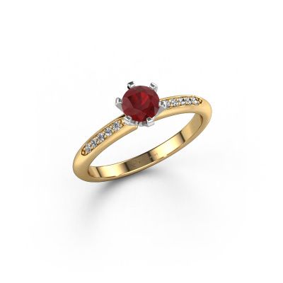 Engagement ring Tiffy 2 585 gold ruby 4.7 mm