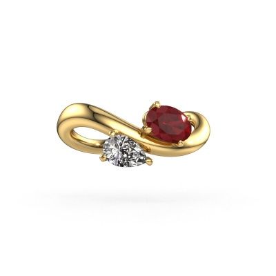 Engagement ring Chloe OVL-PER 585 gold ruby 6.5x4.5 mm