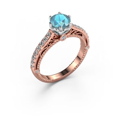 Engagement ring Venita 585 rose gold blue topaz 6.5 mm