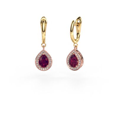 Pendants d'oreilles Ginger 1 585 or rose rhodolite 7x5 mm