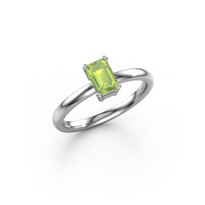 Engagement ring Denita 1 EME 950 platinum peridot 6x4 mm