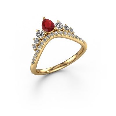 Stackable ring Crown B 585 gold ruby 5x4 mm
