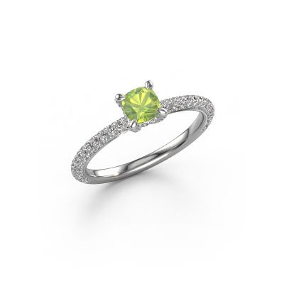Engagement ring Saskia 2 CUS 585 white gold peridot 4.5 mm