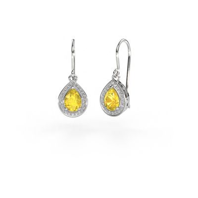 Drop earrings Beverlee 1 585 white gold yellow sapphire 7x5 mm