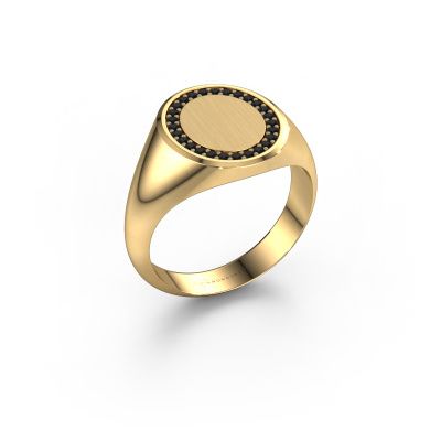 Men's ring Floris Oval 3 585 gold black diamond 0.243 crt